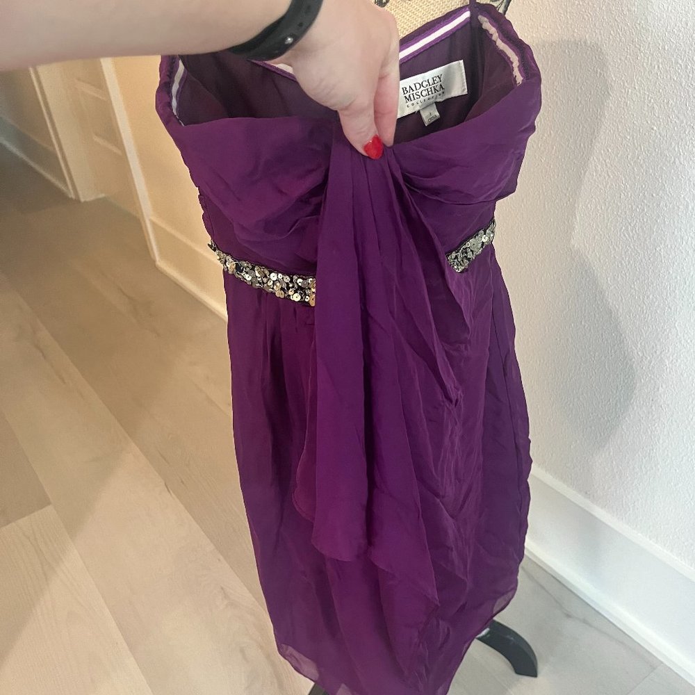 Badgley Mischka - Purple Strapless Dress